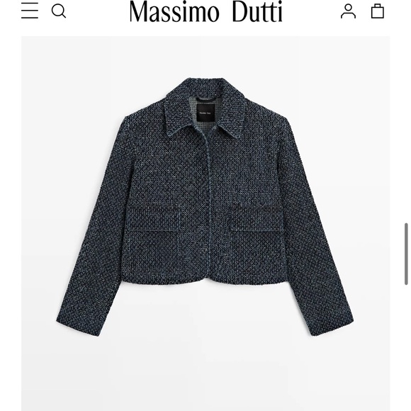 Massimo Dutti Navy Tweed Blazer - Picture 2 of 6